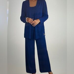 WEDDING SEASON IS HERE! ELEGANT 3 PIECE CHIFFON, LACE, and SEQUIN PANTSUIT